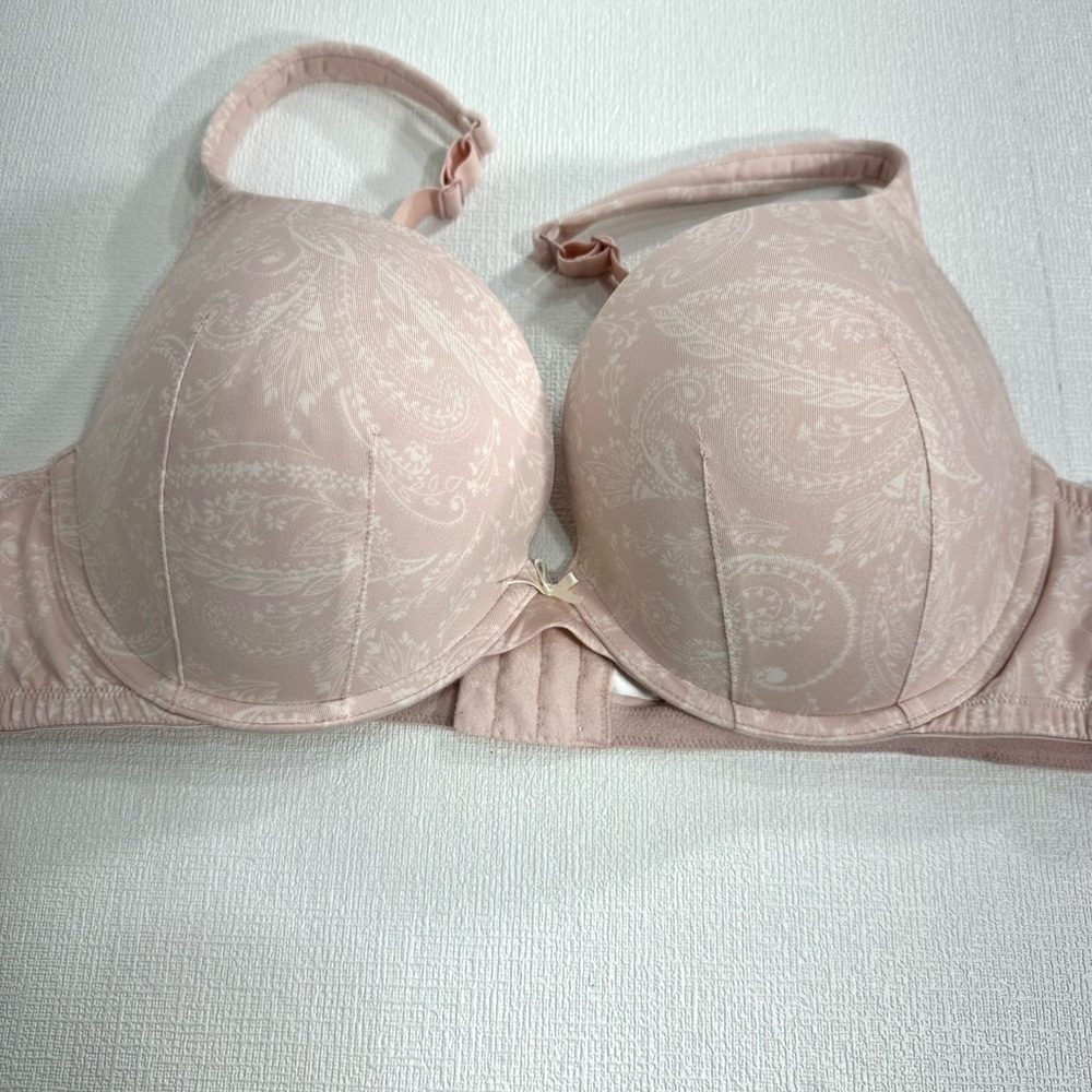 Cacique boost plunge bra pink paisley size 44B